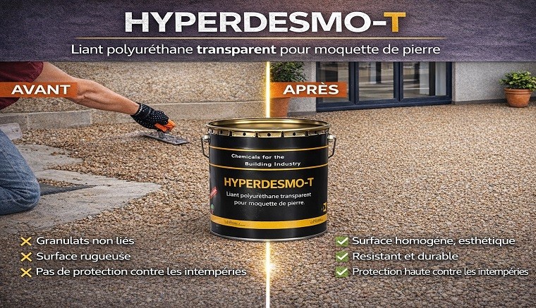 Moquette de pierre à base de résine et de granulat de marbre